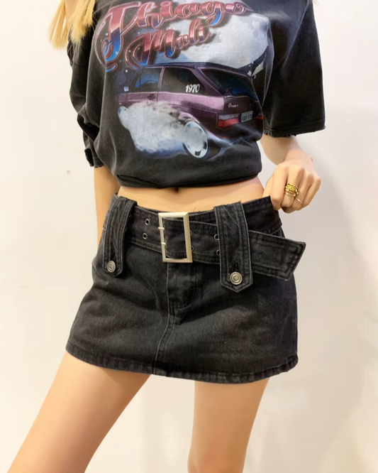 Black Denim Skort