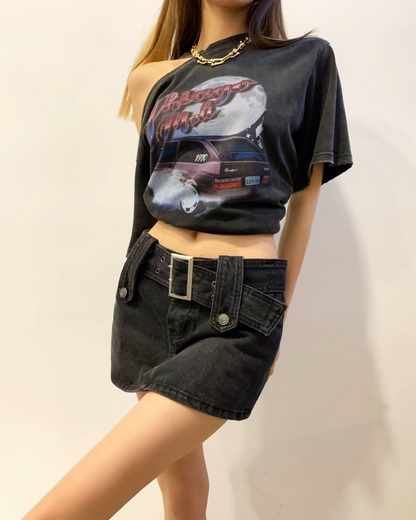 Black Denim Skort
