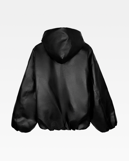 Black Hooded Leather Jacket