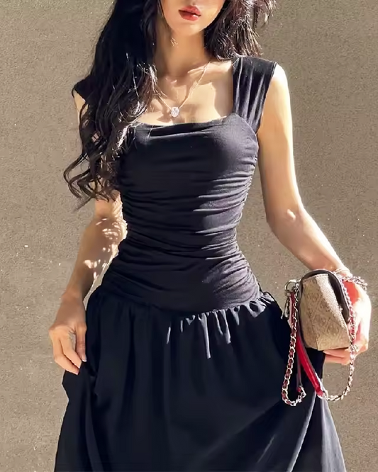 Black Ruched Maxi Dress