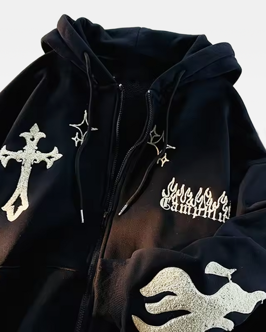 Cross Zip Up Hoodie