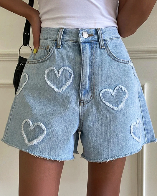 Denim Heart Shorts