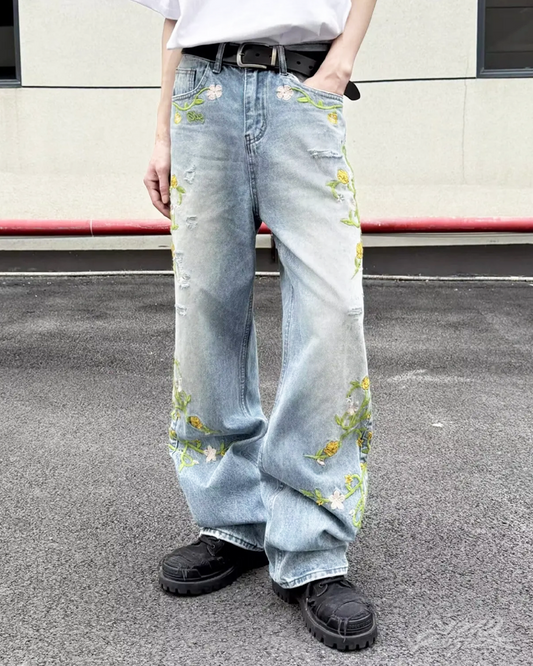 Floral Embroidered Jeans