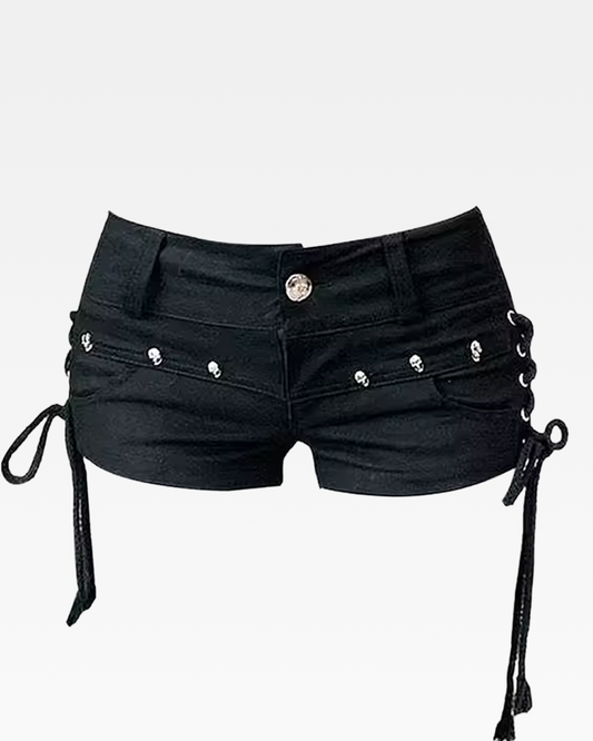 Low Rise Black Denim Shorts