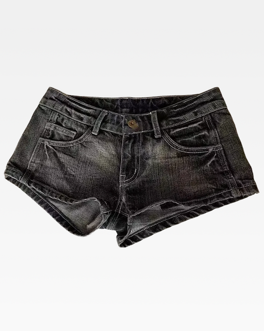 Low Rise Black Jean Shorts