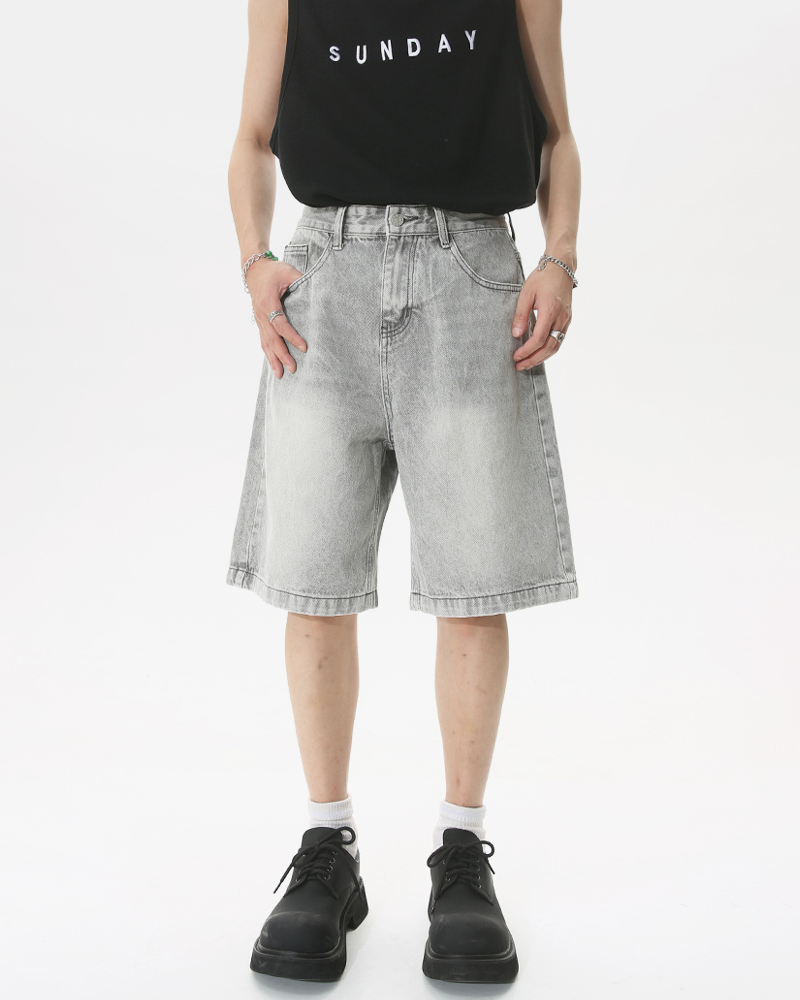 Men's Gray Denim Shorts
