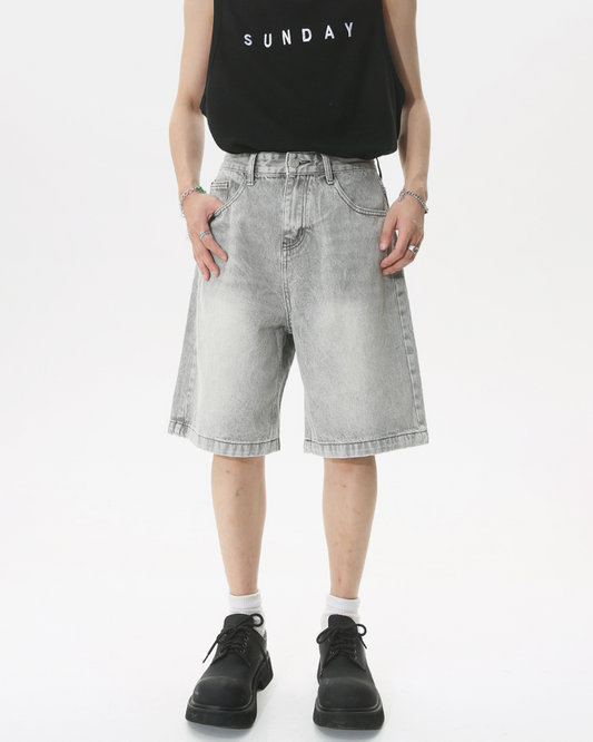 Men's Gray Denim Shorts