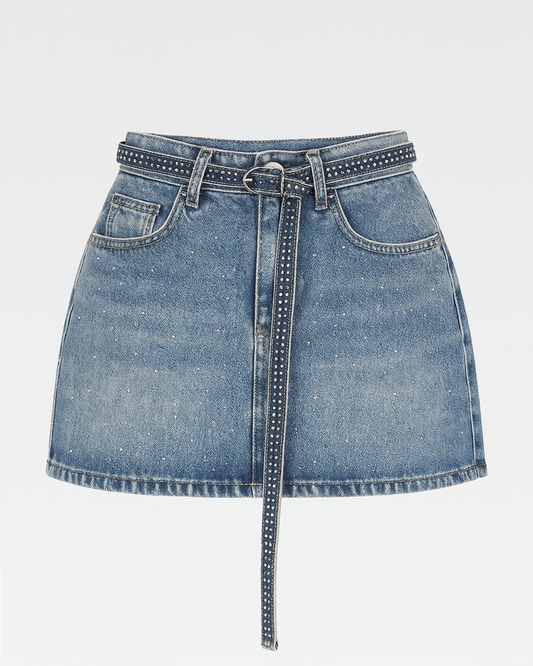 Rhinestone Denim Skirt