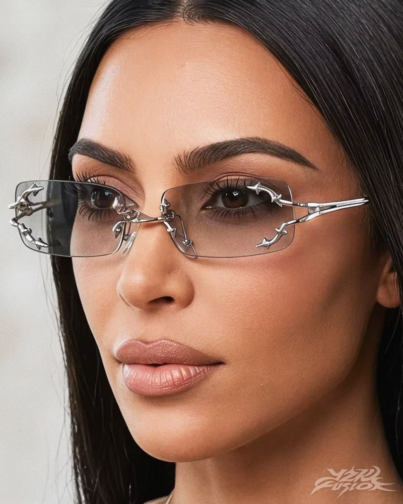 Rimless Rectangle Sunglasses Y2K