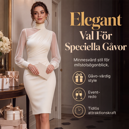 👗 Elegant High-Neck Midi Dress – Figure-Hugging Silhouette for Special Occasions