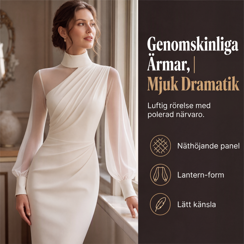 👗 Elegant High-Neck Midi Dress – Figure-Hugging Silhouette for Special Occasions