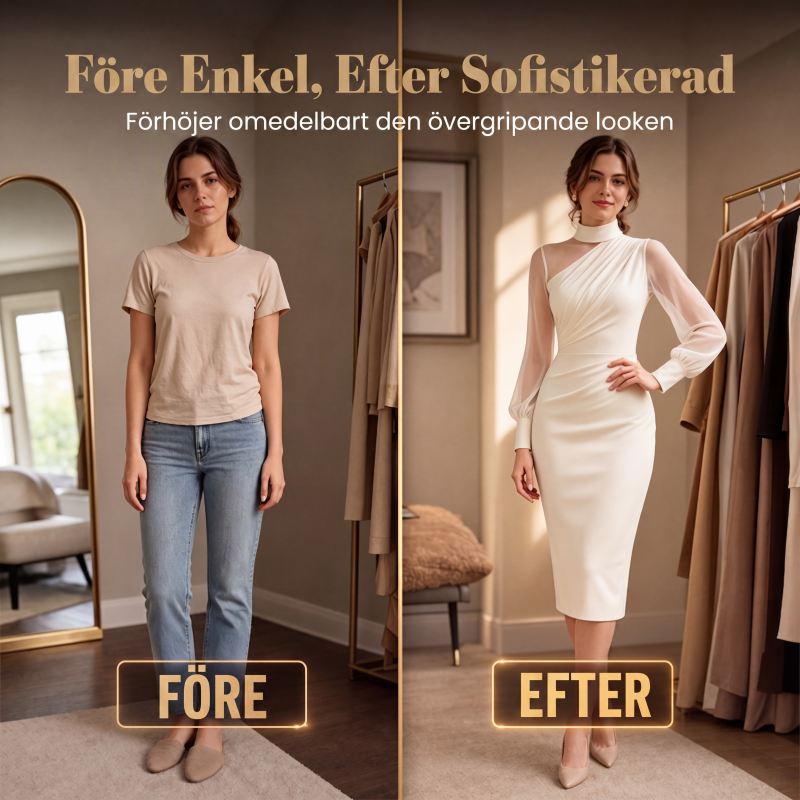 👗 Elegant High-Neck Midi Dress – Figure-Hugging Silhouette for Special Occasions