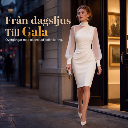 👗 Elegant High-Neck Midi Dress – Figure-Hugging Silhouette for Special Occasions