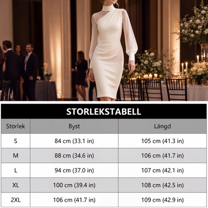 👗 Elegant High-Neck Midi Dress – Figure-Hugging Silhouette for Special Occasions