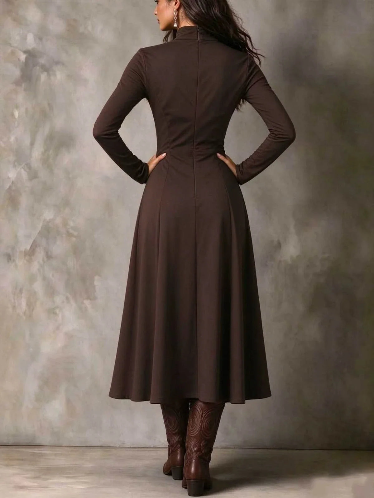 Aura Sculpt Elegant High-Neck Maxi Dress