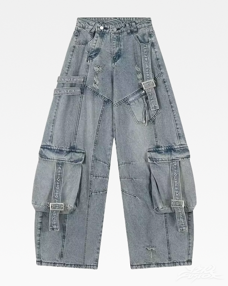 Y2K Baggy Blue Cargo Jeans