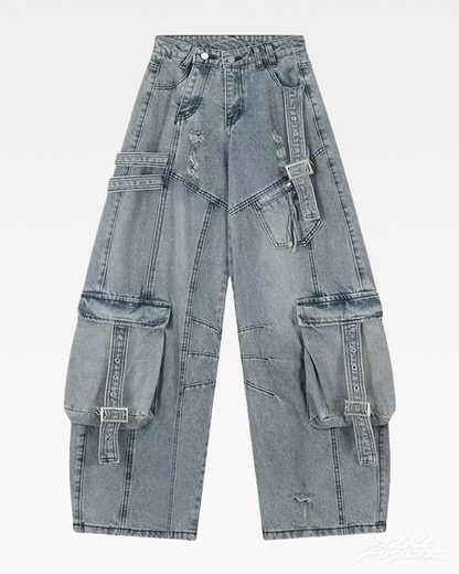 Y2K Baggy Blue Cargo Jeans