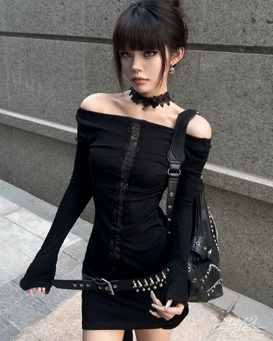 Y2K Grunge Off The Shoulder Top