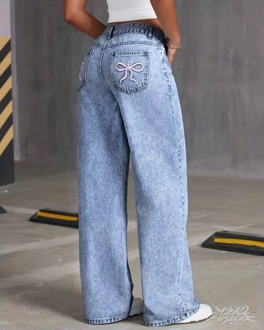 Y2K Jeans With Pink Bows