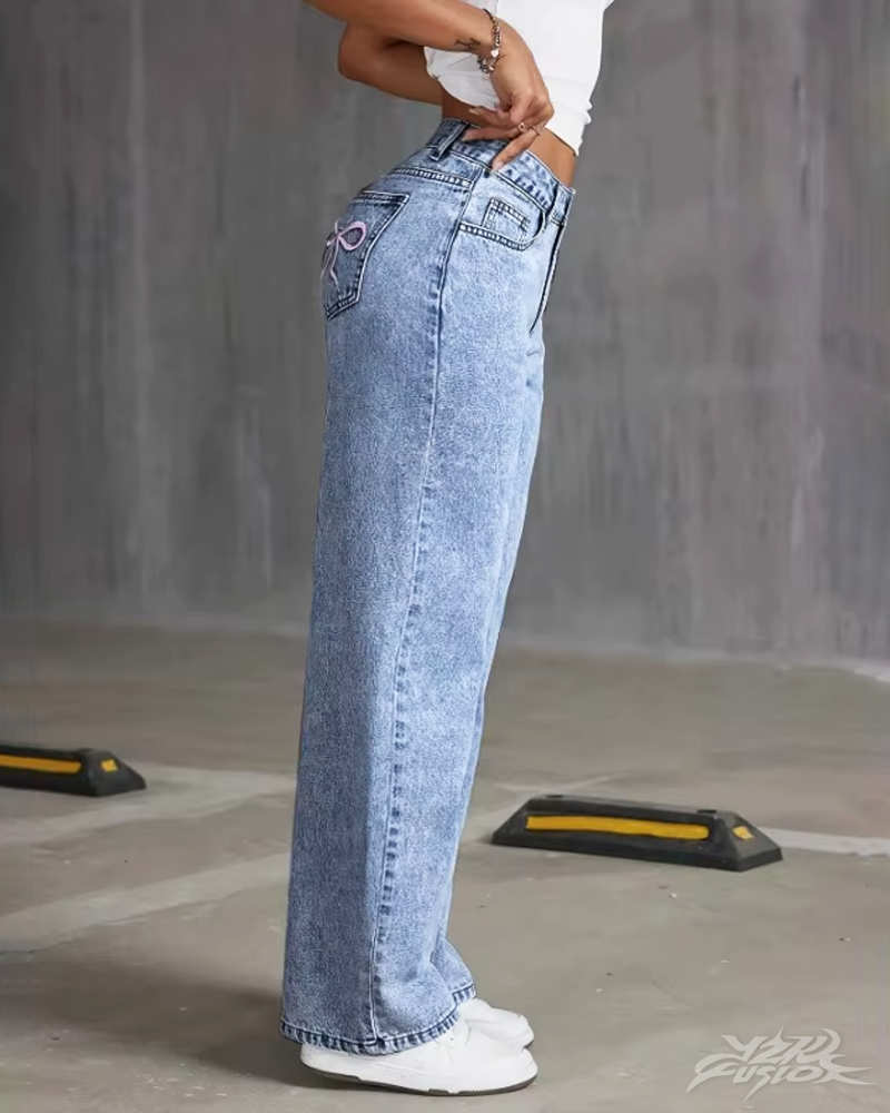 Y2K Jeans With Pink Bows