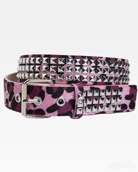 Y2K Leopard Studded Belt