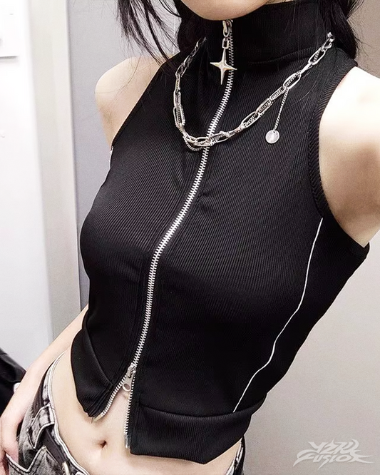 Y2K Zip Up Tank Top